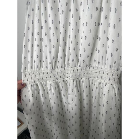 NWT Abercrombie & Fitch White Chiffon Peasant Dress XL Lace Up Long Sleeve - Picture 8 of 13